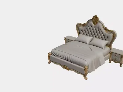 Italian concept bed and two dresser 3D model set Free 3D model