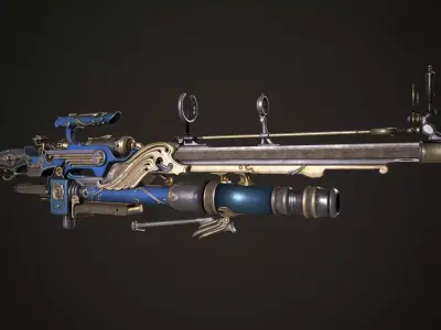 Steampunk Gun Low-poly 3D model