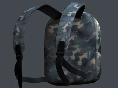 Backpack military combat Black baggage Low-poly 3D model