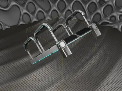 Sci-Fi Stairs - 26- Silver Blue Neon Light Version Low-poly 3D model