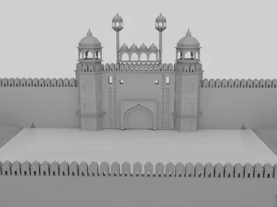 Delhi Red Fort 3D Model Historic Architecture Low-poly 3D model