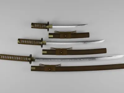 Set of japanese swords - Dragon Riujin 3D model