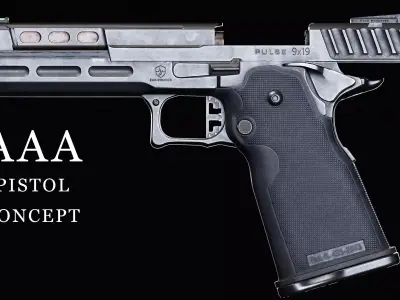 AAA Concept modern pistol Evac Dynamics Pulse 9mm Low-poly 3D model