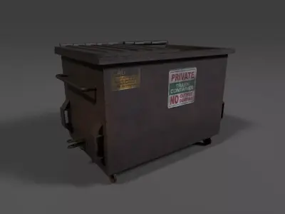 Old Industrial Dumpster Bin Rusted Low-poly 3D model