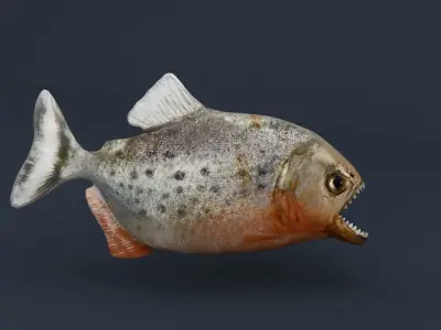 Piranha fish Low-poly 3D model