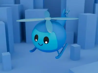 Cute Helicopter Low-poly 3D model