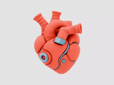 Futuristic Biomechanical Heart Low-poly 3D model purchase