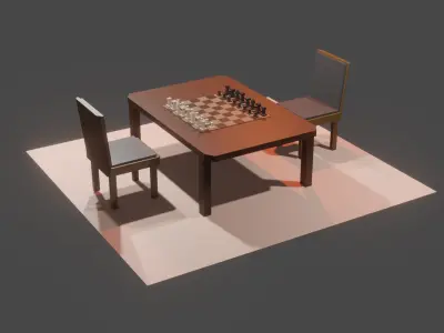 Low poly chess table  Free low-poly 3D model