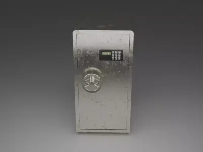 Rusty Steel Safe with Cash Interior Game Ready 3D Asset 3D model