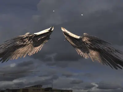Holy Angel wings Long with UVs 3D model