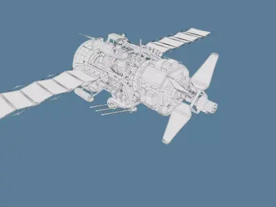 Communication satellite PBR Low-poly 3D model