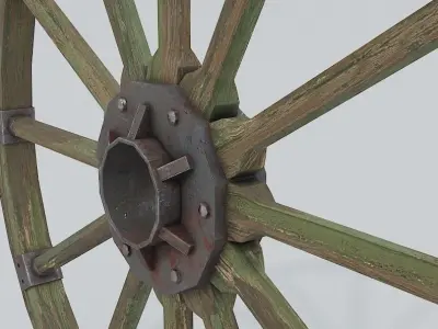Wagon Wheel 4 Low-poly 3D model