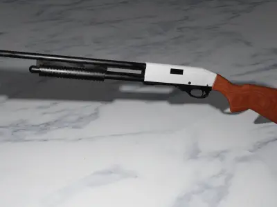 FPS Shotgun Low poly Game ready 3D model Free low-poly 3D model