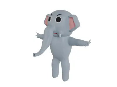 3D model of a cartoon elephant Free 3D model
