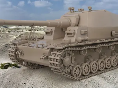 Tank K18 Auf Panzer Clay VRay 3D model