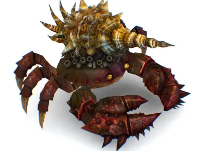 Red Giant Crab Shell Crayfish Arthropods Sea Animal Low-poly 3D model
