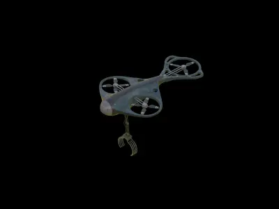 Drone with Mechanical Arm Low-poly 3D model