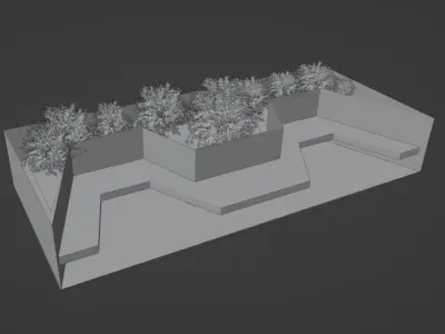 Street bench with plant  3D model