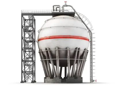 Detailed Oil Storage Spherical 3D model