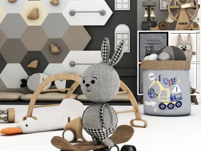 toys and furniture set  Low-poly 3D model