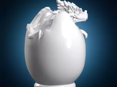 Hatching Dragon Egg 3D Print Model 3D print model