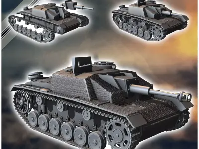 Sturmhaubitze StuH III Ausf G 1942 SdKfz 142-2 - miniatures tabl 3D print model