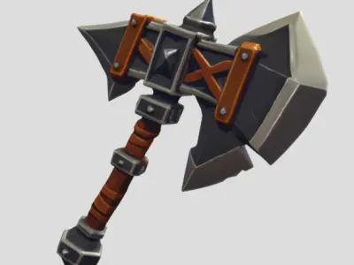 Fantasy Battle Axe 3D Model PBR Textured Game Asset Low-poly 3D model