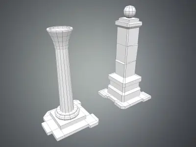 Fantasy Pillar Collection Low-poly 3D model