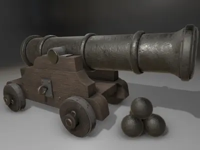 Pirate cannon Low-poly 3D model