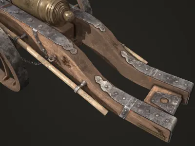 Cannon Louis XIV Medieval Low-poly 3D model