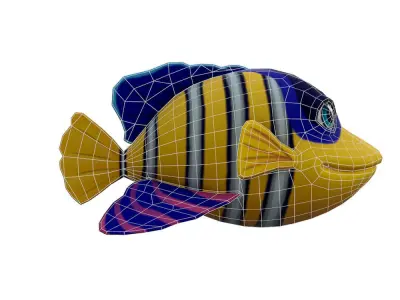 Angelfish Cartoon Animated Low-poly 3D model