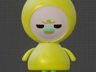  Duck Chick character for game animation Low-poly 3D model