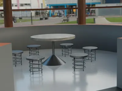 Outdoor dining table of Bar Low-poly 3D model