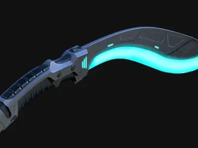 Cyberpunk Kukri Knife Low-poly 3D model