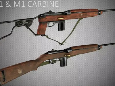 M1 and M1A1 Carbines Low-poly 3D model