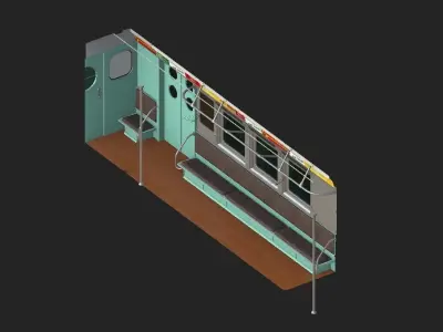 Subway Car Interior Low-poly 3D model