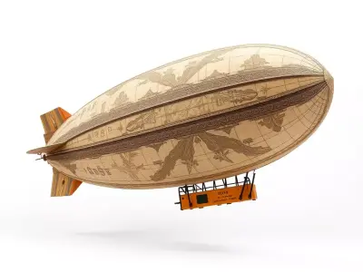 Vintage Airship model pack Low-poly 3D model