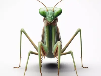 Realistic Praying Mantis 3D Detailed Insect Green Exoskeleton Low-poly 3D model