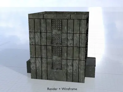 Old military barrack version 1 ruin 6 Low-poly 3D model
