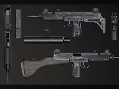 PBR IMI UZI Low-poly 3D model