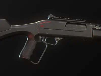 Lever Action Shotgun Low-poly 3D model