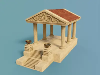 Ancient Temple Building Set Low-poly 3D model