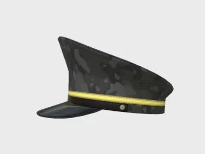 Police Cap 07 Black Camouflage - Character Design Fashion Low-poly 3D model