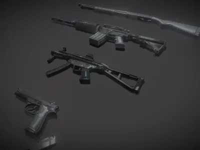 Weapon pack 001 Free low-poly 3D model