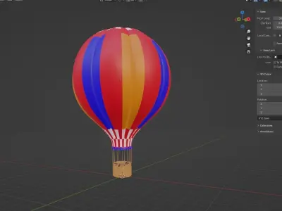 HOT AIR BALOON Low-poly 3D model