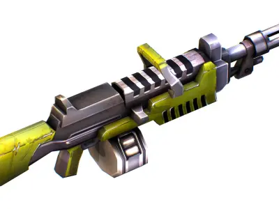 Low Poly Sci-Fi Cartoon Assault Heavy Machine Gun Low-poly 3D model