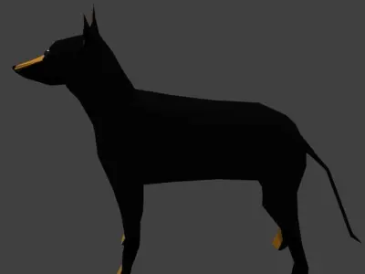 Low poly dog doberman Low-poly 3D model