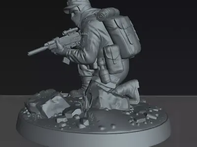 Desert Recon Operative STL Tactical Warfare Display Figure 3D print model