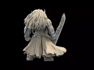 Sci-Fi Demon Warrior STL Grimdark Sword Knight Miniature  3D print model