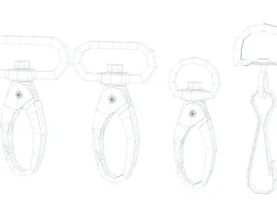 Set of 4 Metal Carabiner LowPoly Low-poly 3D model